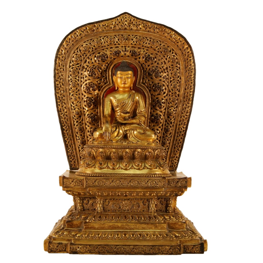 A Gilt-Bronze Figure Of Buddha Shakyamuni With Inscriptions (1 of 9)