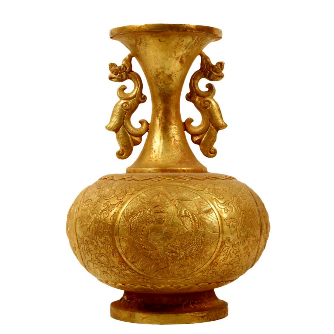 A Gilt-Bronze 'Flower' Phoenix-Handled Vase (1 of 8)