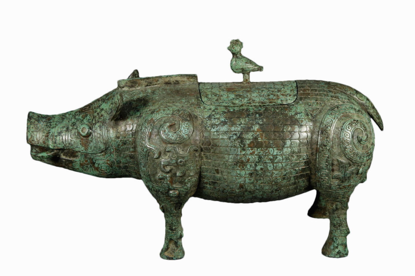 A Ancient  Bronze Boar-Form Censer With Inscriptions (1 of 16)