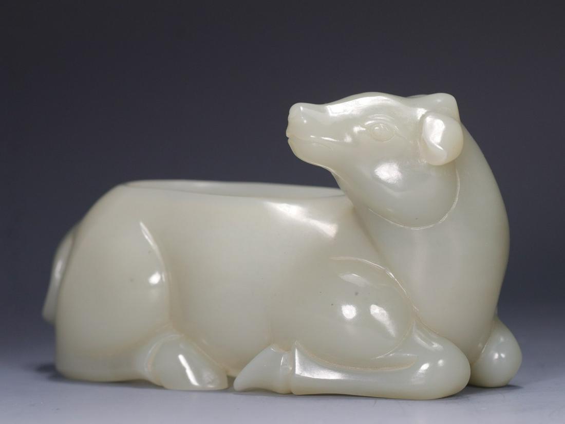 A Hetian Jade 'Recumbent Ram' Water Pot (1 of 9)