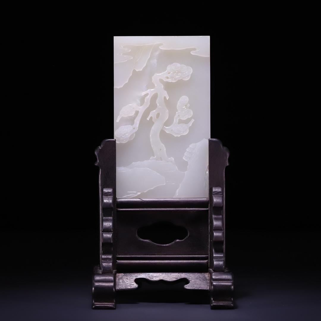 A Hetian Jade 'Bodhidharma Crossing The Ocean' Table Screen (1 of 9)