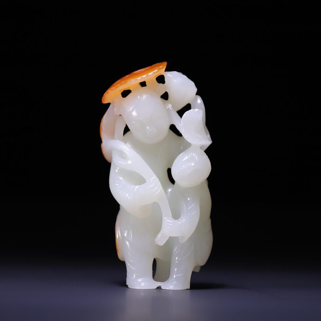A Hetian Jade 'Boy And Lotus' Decoration (1 of 9)