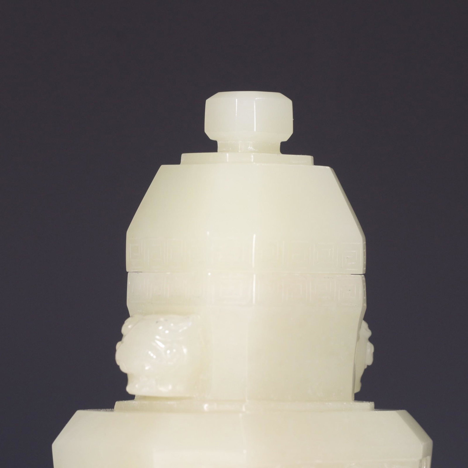 A Hetian Jade 'Taotie' Beast-Handled Appreciation Vase (1 of 9)