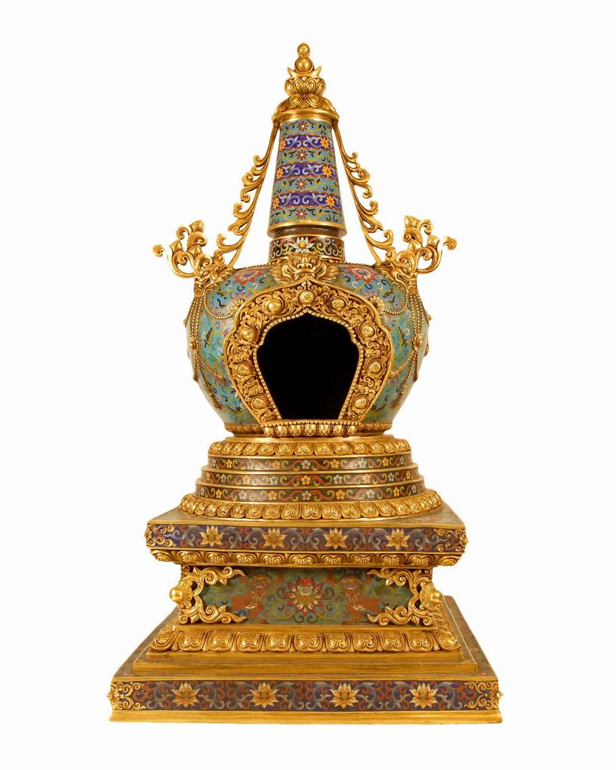 A Cloisonne 'Scrolling Lotus' Buddhist Shrine (1 of 13)