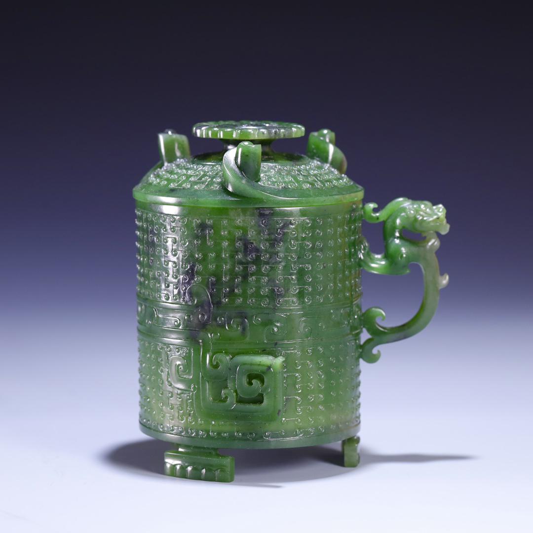 A Hetian Jasper 'Chilong& Cloud' Ewer (1 of 9)