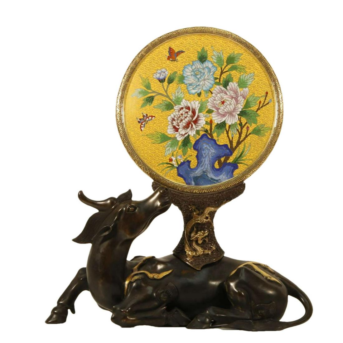 A Cloisonne 'Phoenix& Flower' Table Screen (1 of 9)