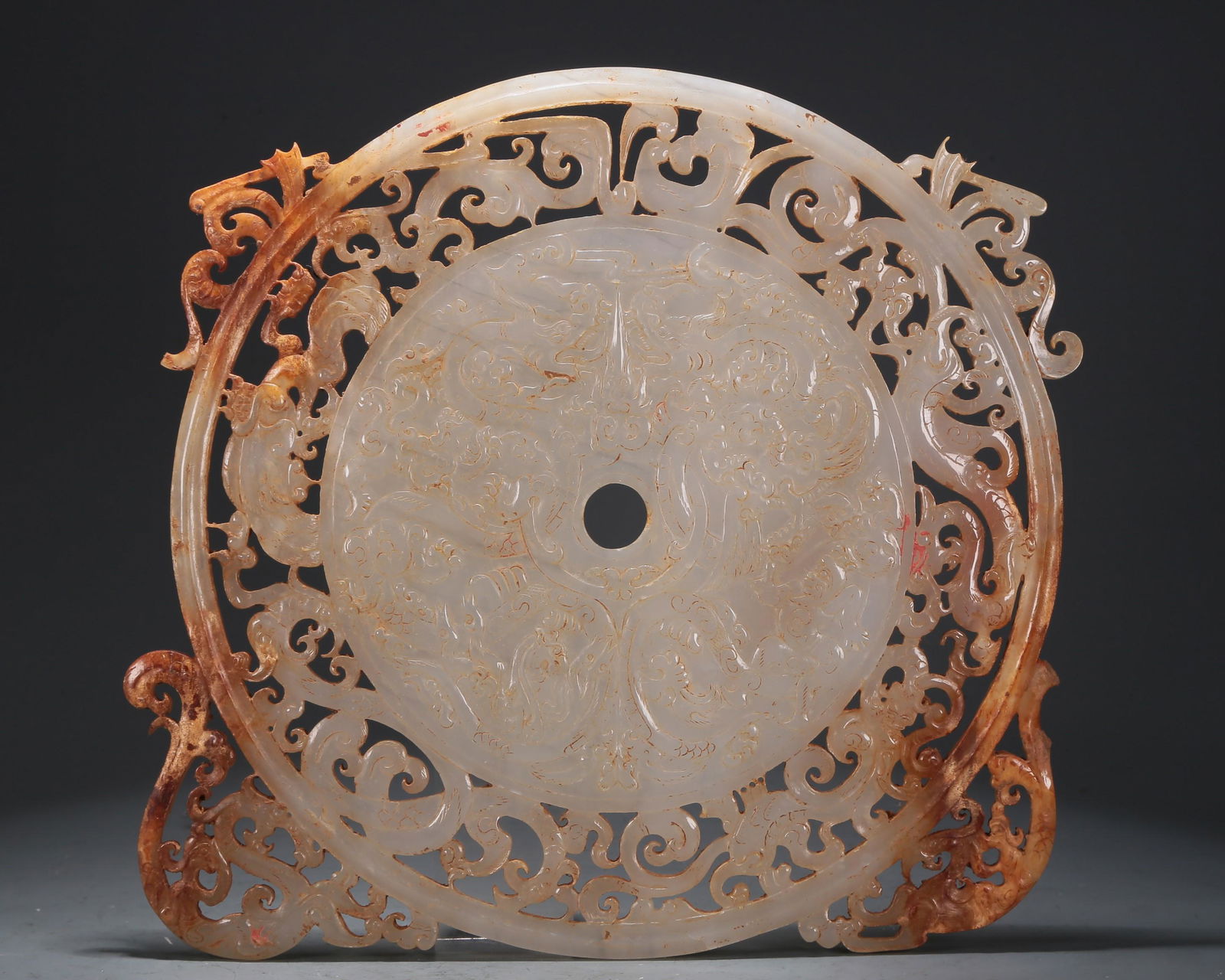 A Superb White Jade 'Dragon& Phoenix' Bi-Disc (1 of 8)