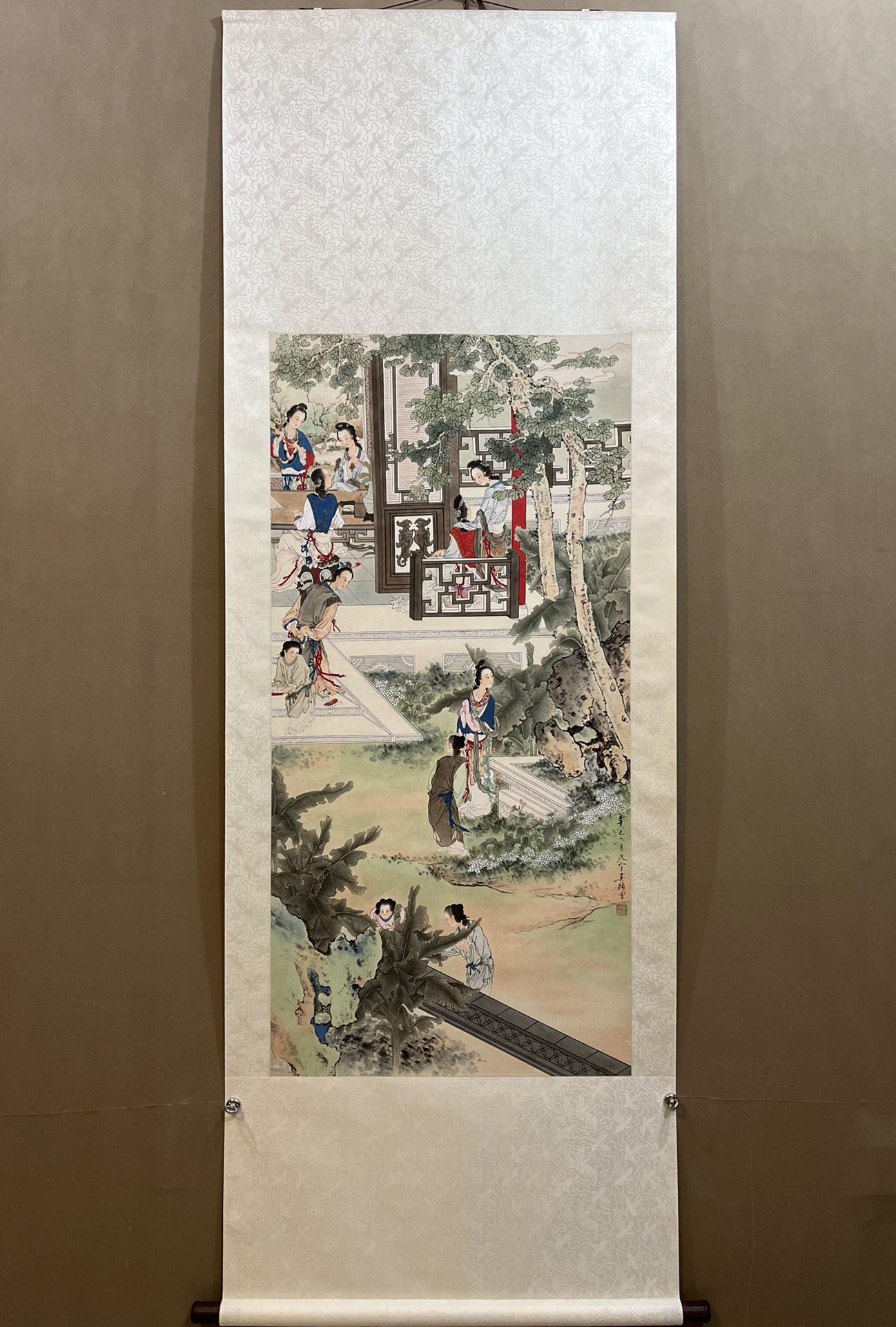 A Chinese Ink Painting Hanging Scroll By Wu Guangyu: A Chinese Ink Painting Hanging Scroll By Wu Guangyu: Figures Ink and Color on Paper. Size:62cmx127cm