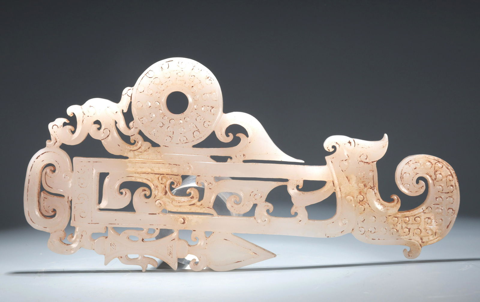 A Marvelous White Jade 'Dragon& Phoneix' Decoration (1 of 5)