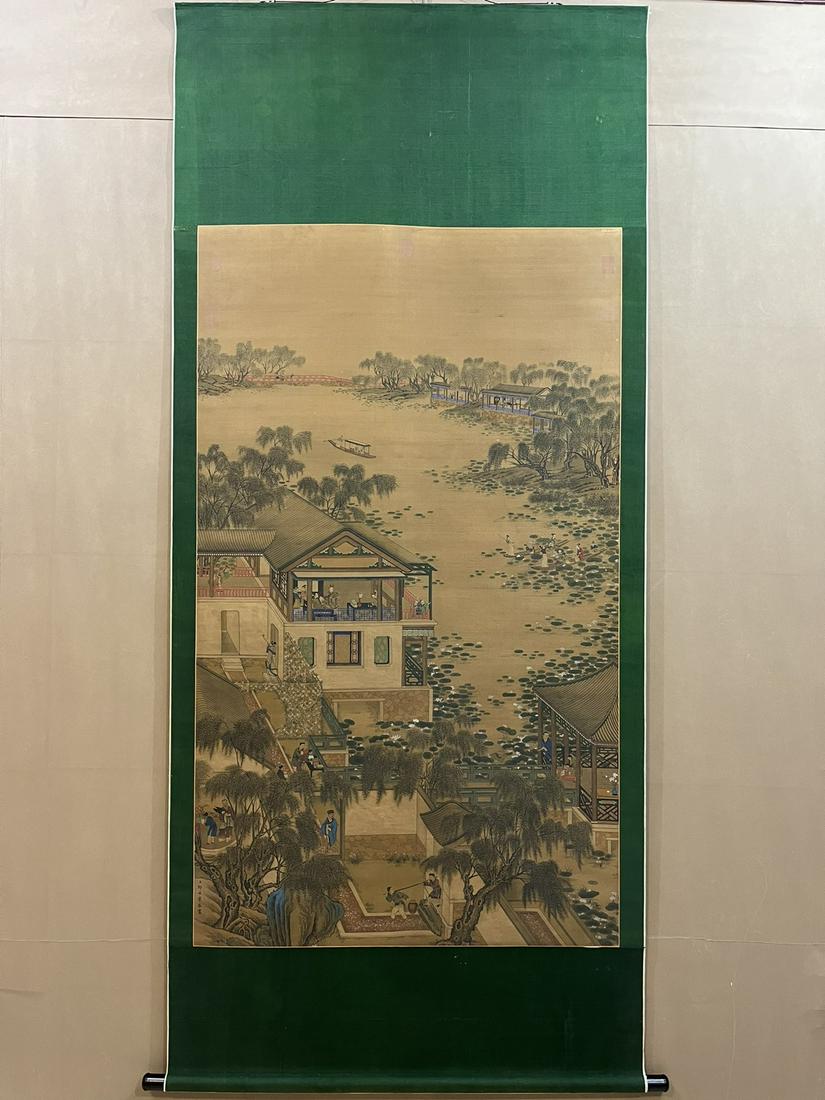 A Chinese Ink Painting Hanging Scroll By Lang Shining (1 of 9)