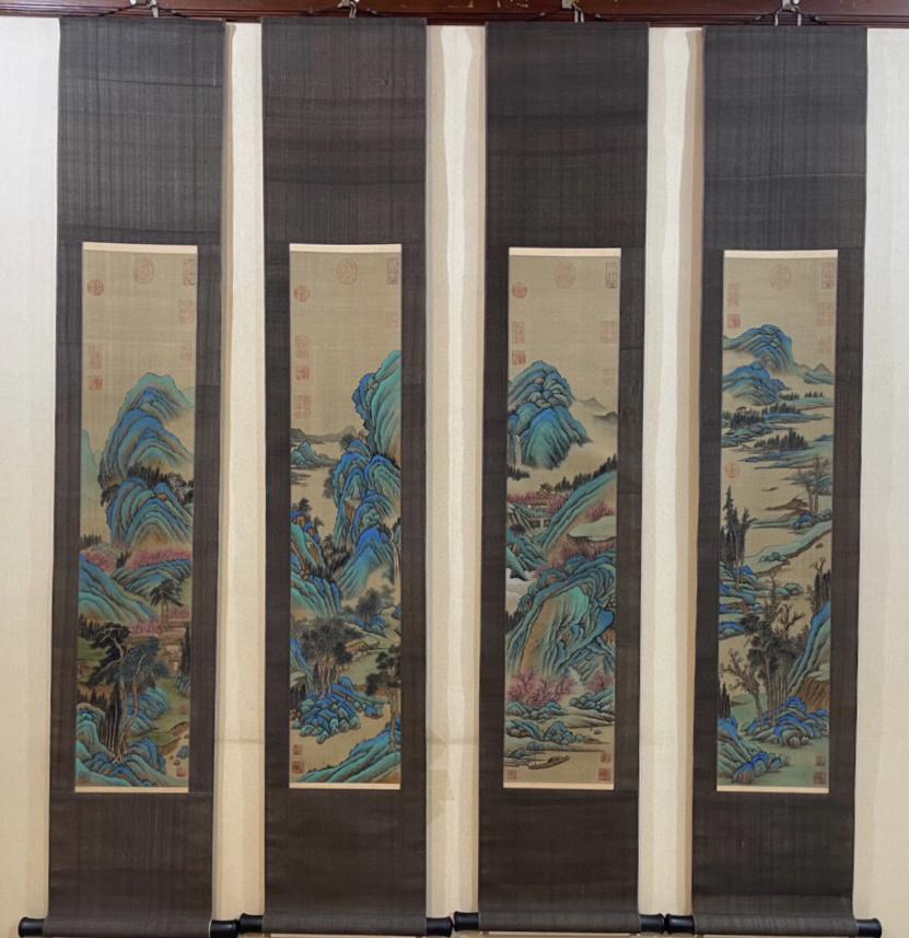 Four Chinese Ink Painting Hanging Scrolls By Qiu Ying (1 of 8)