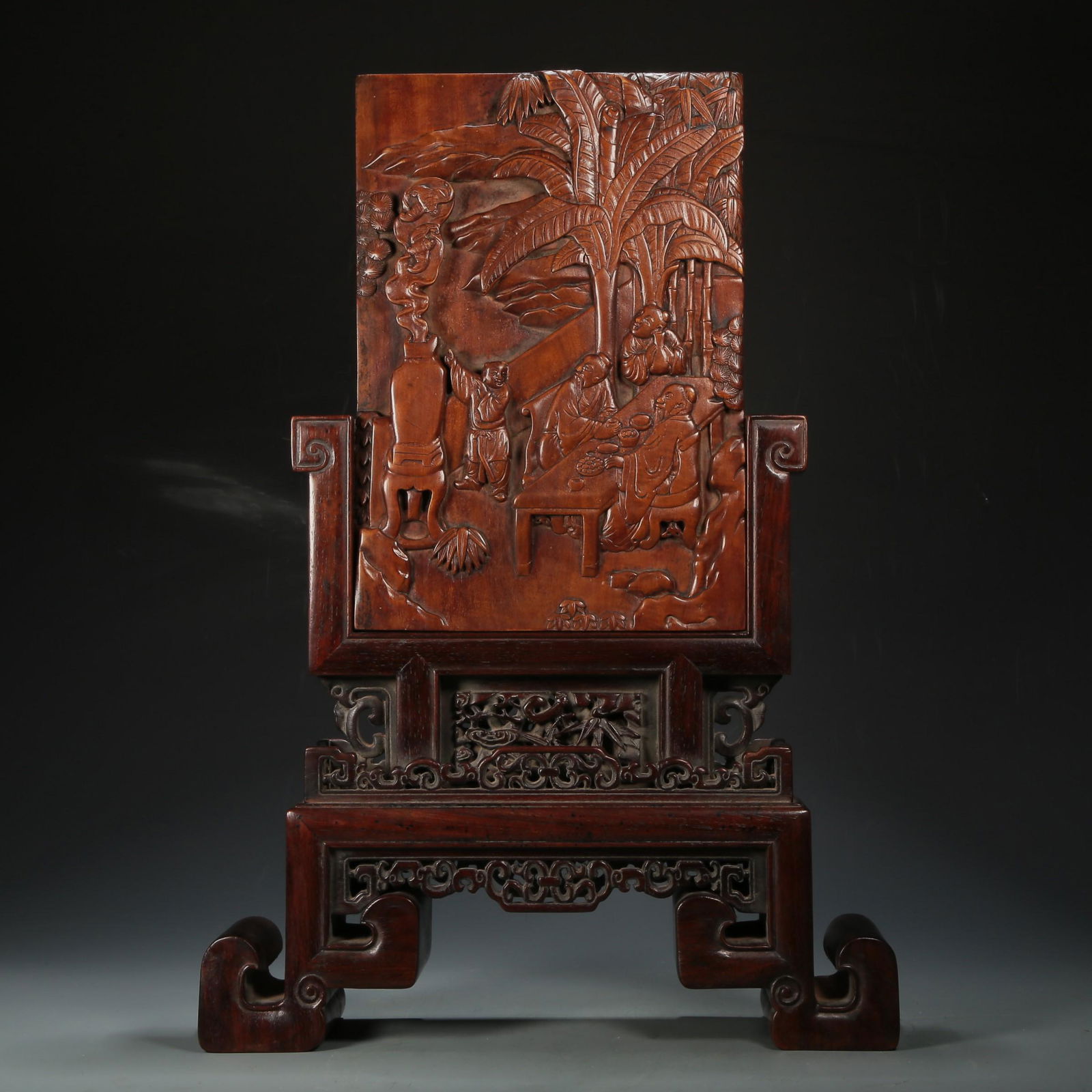 A Magnificent Sandal Wood 'Figure' Table Screen (1 of 11)