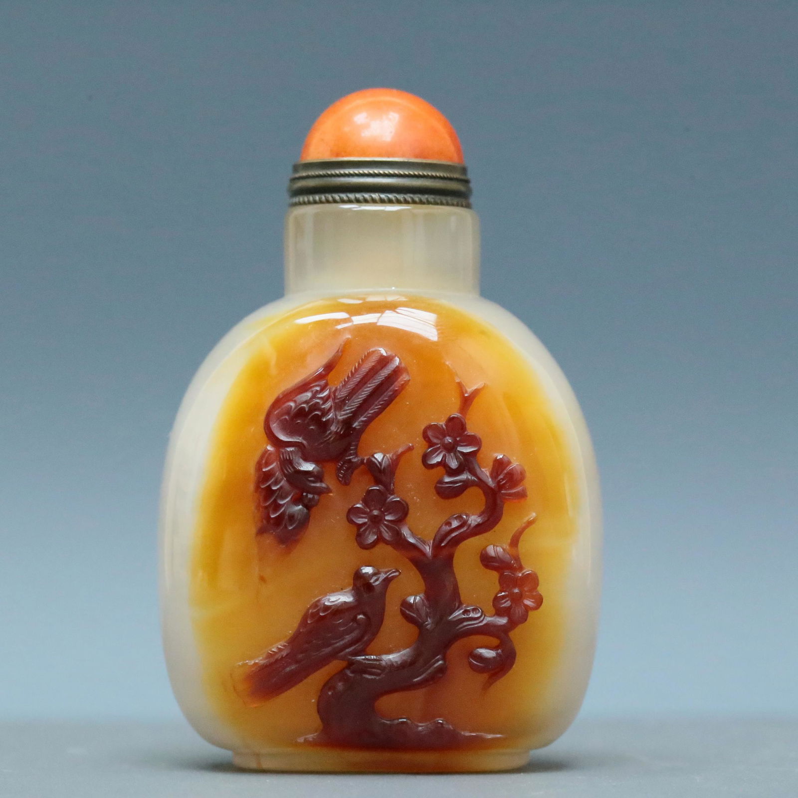 A Wonderful Agate 'Flower& Bird' Snuff Bottle (1 of 6)