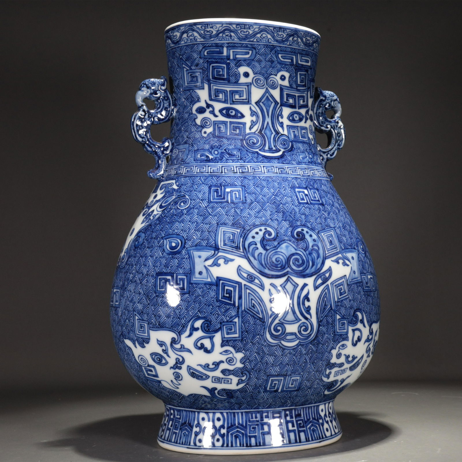 A Blue And White 'Auspicious Beast' Zun-Form Vase (1 of 9)