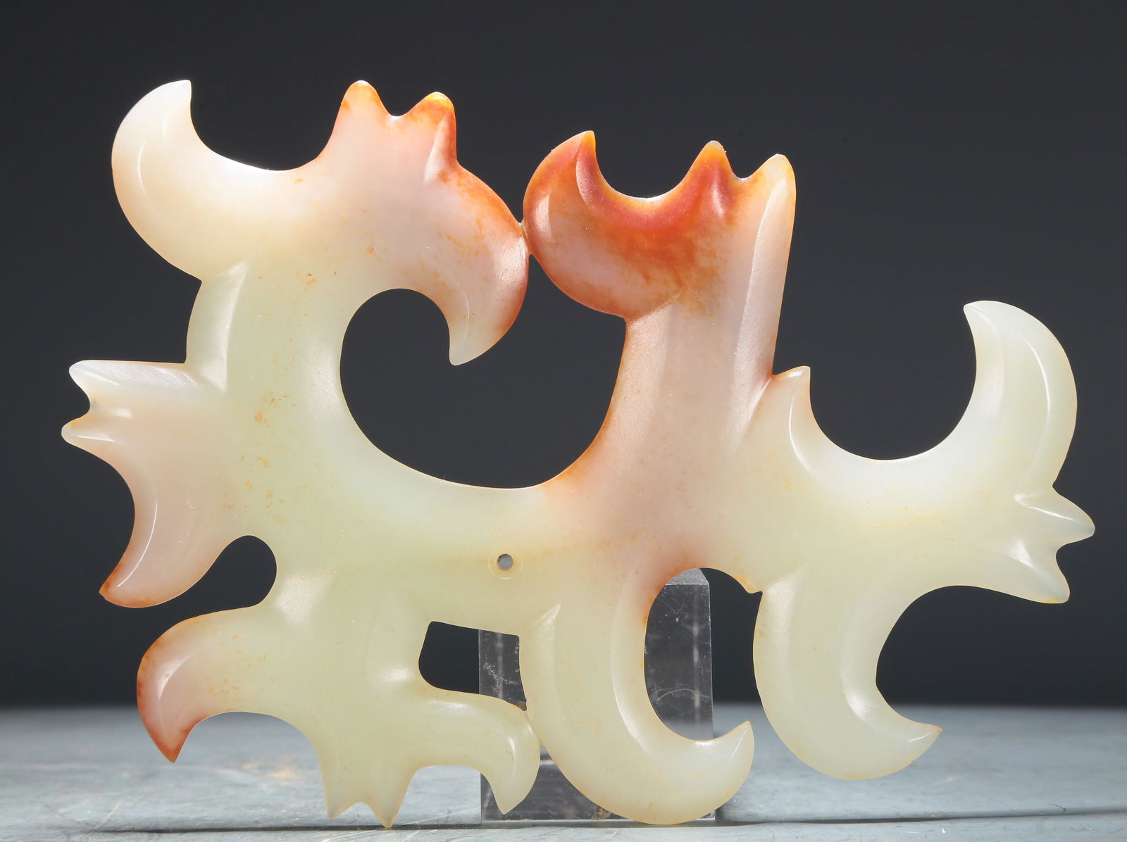 An Archaic White Jade 'Curled Cloud' Pendant From Hongshan Culture (1 of 4)