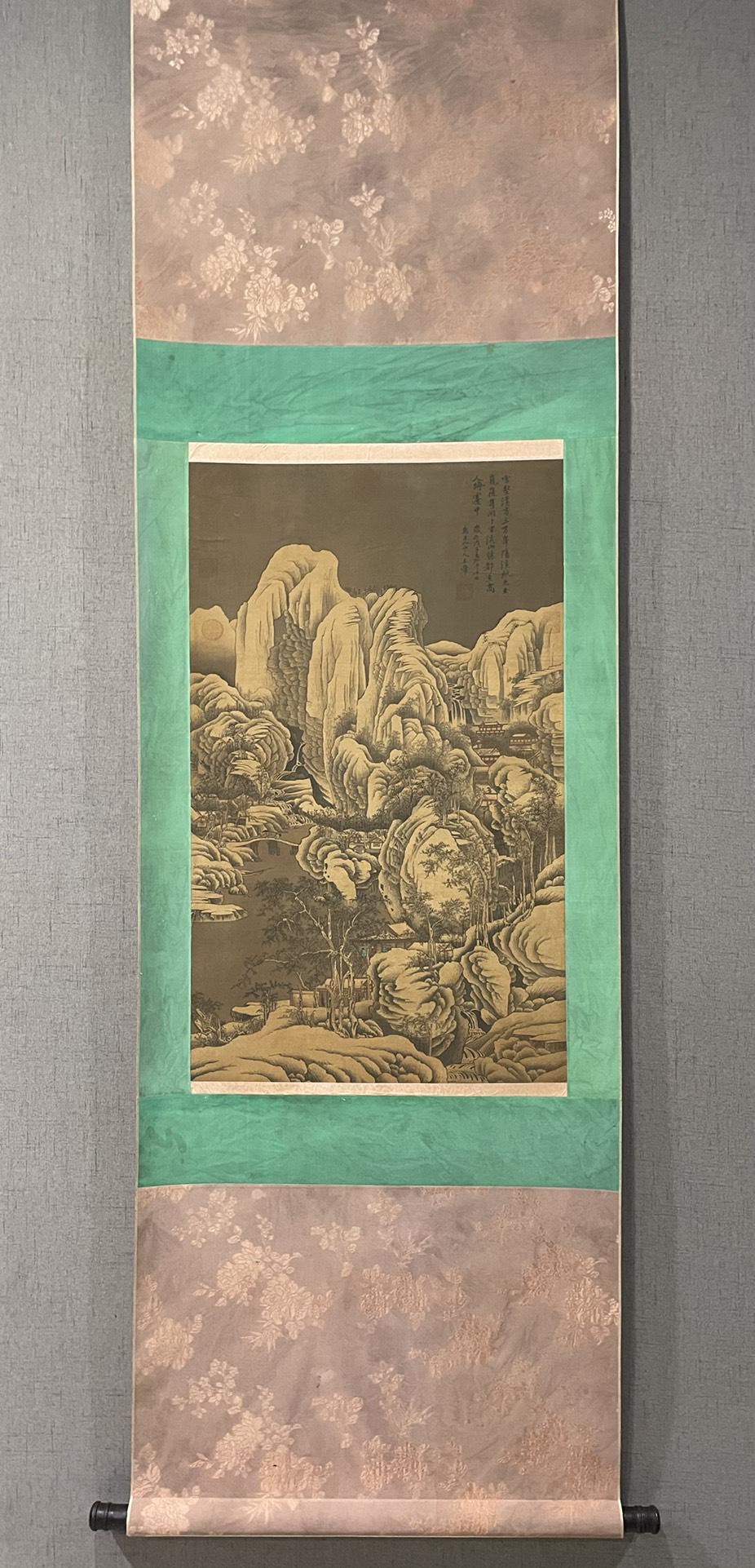 A Superb Chinese Ink Painting Hanging Scroll By Wang Hui: A Superb Chinese Ink Painting Hanging Scroll By Wang Hui: Landscape Ink and Color on Silk. Size (Without Frame):81cmx49cm