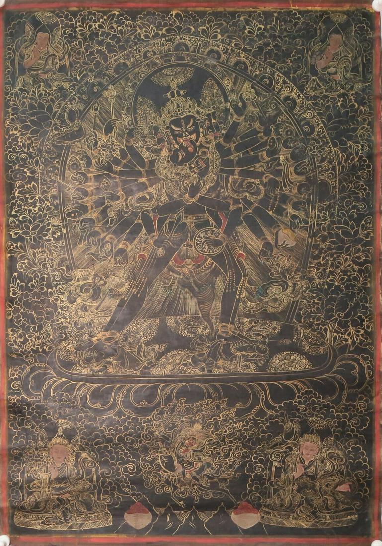 A Marvelous Embroidered 'Jubilant Buddha' Thangka With Inscriptions (1 of 7)