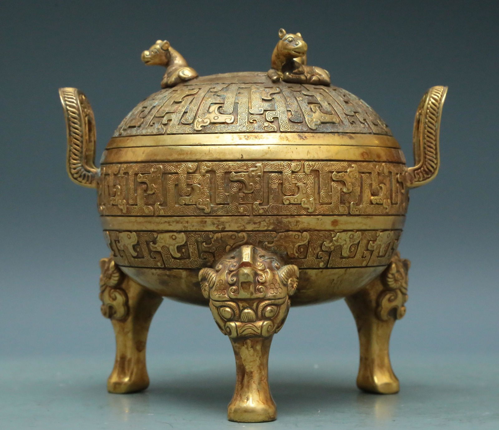 A Magnificent Gilt-Bronze 'Dragon' Tripod Censer (1 of 6)