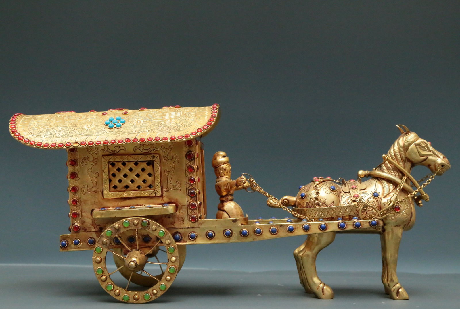 A Superb Gilt-Bronze Gem-Inlaid Carriage Decoration (1 of 9)