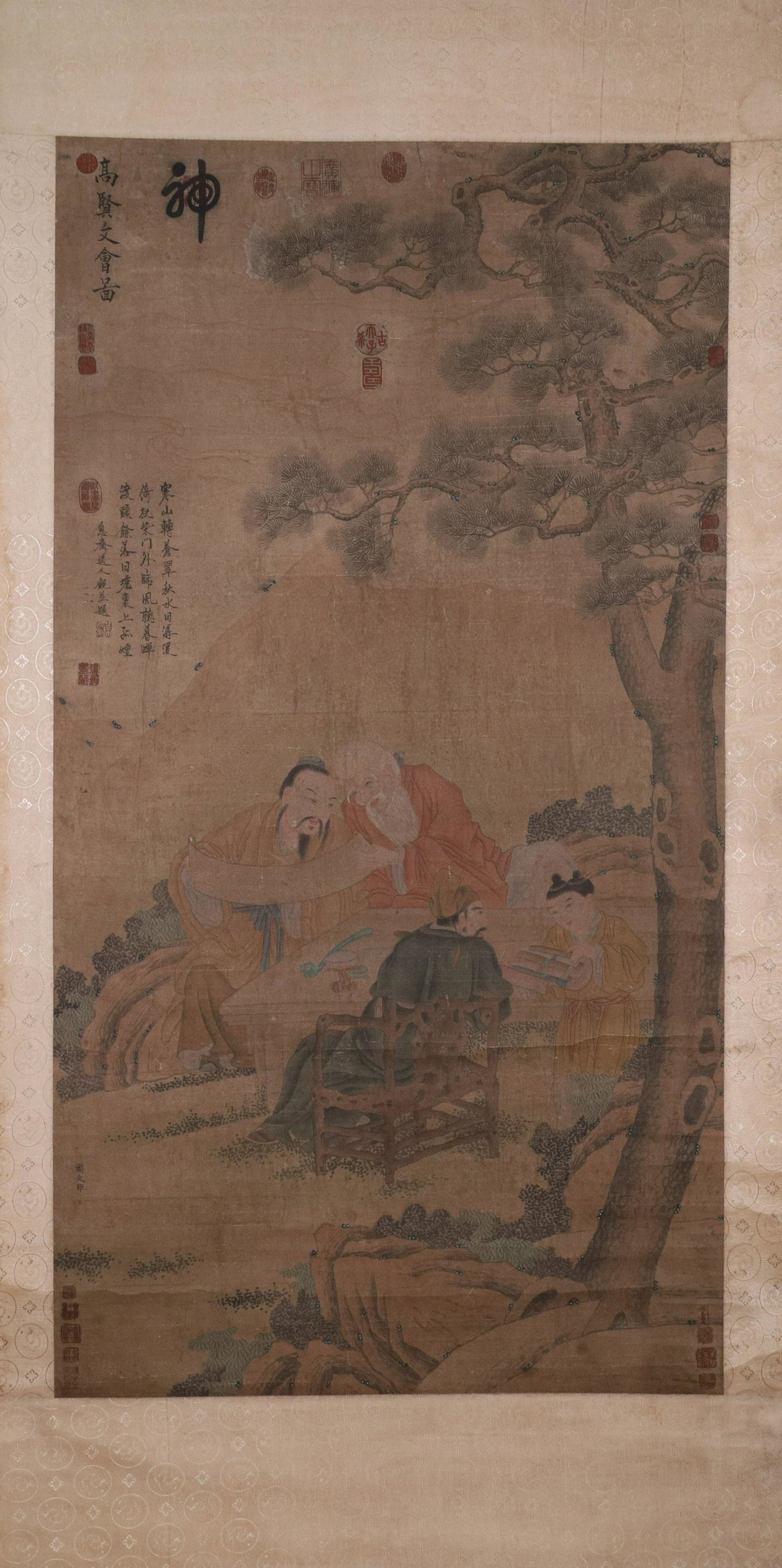 A Fine Figure Silk Scroll Painting By Zhou Wenju (1 of 5)