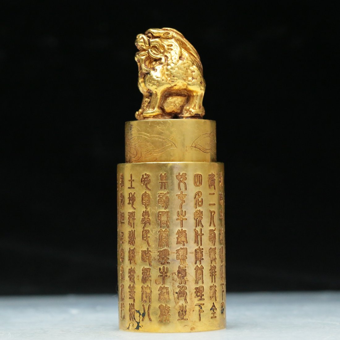 A Magnificent Gilt-Bronze 'Auspicious Beast' Seal With Inscriptions (1 of 7)