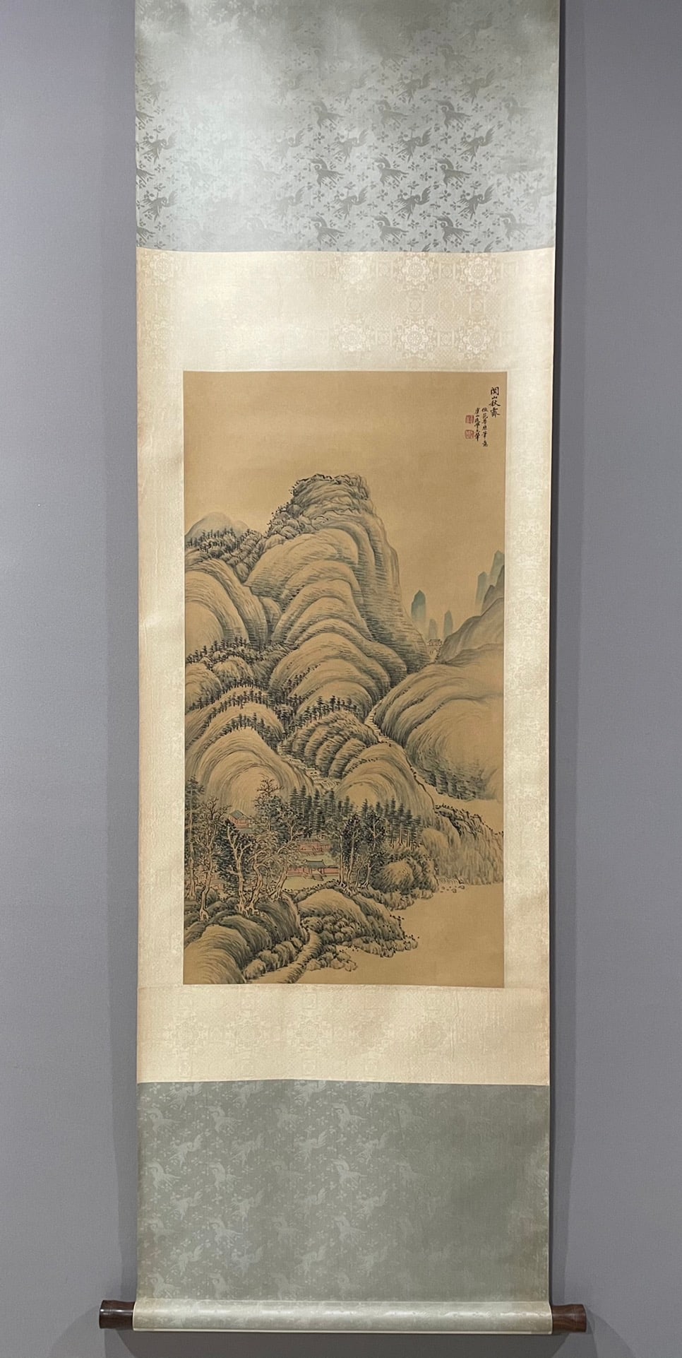 A Fabulous Chinese Ink Painting Hanging Scroll By Wang Hui: A Fabulous Chinese Ink Painting Hanging Scroll By Wang Hui: Landscape Ink And Color On Paper. Size(Without The Frame):89cmx46cm. 王翬，自然风景