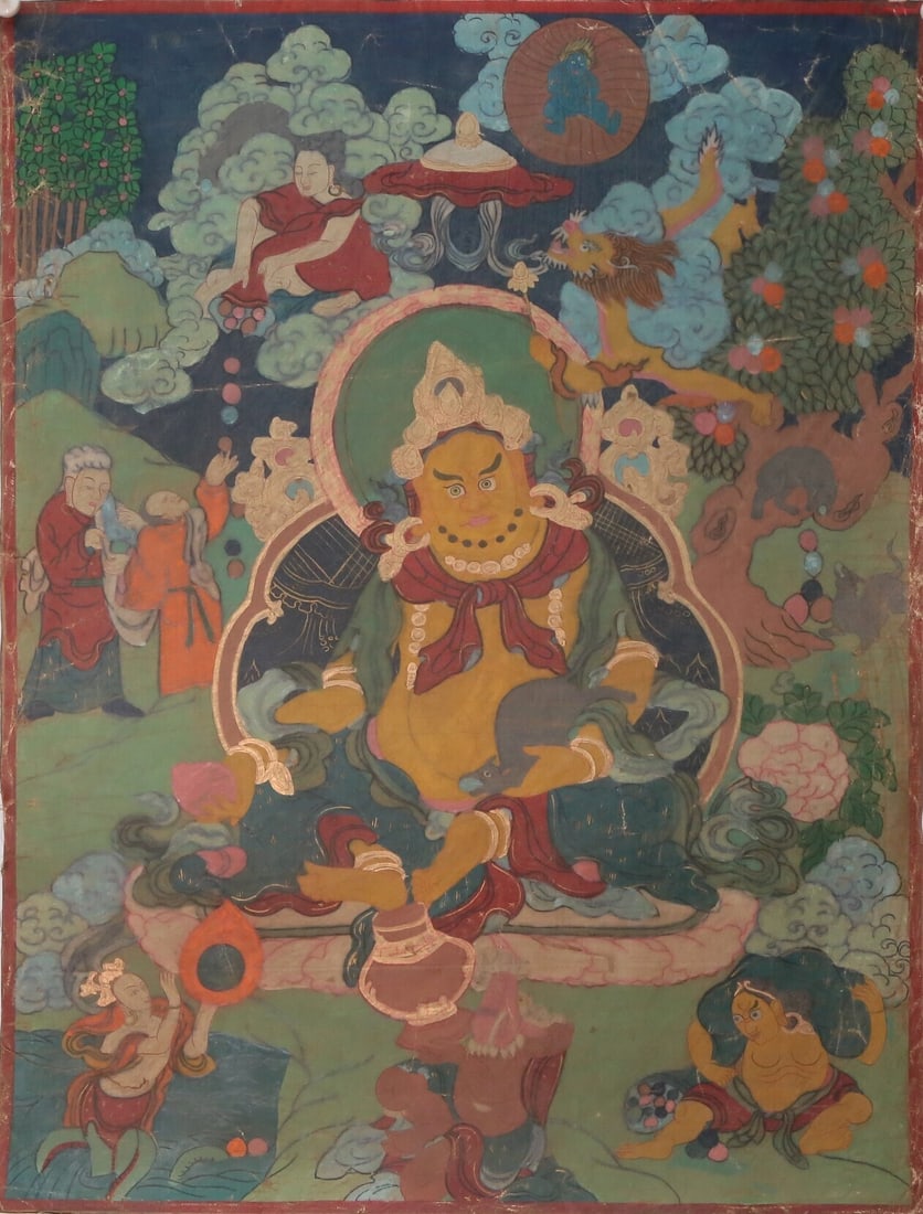 A Marvelous Embroidered 'Kubera' Thangka With Inscriptions (1 of 7)