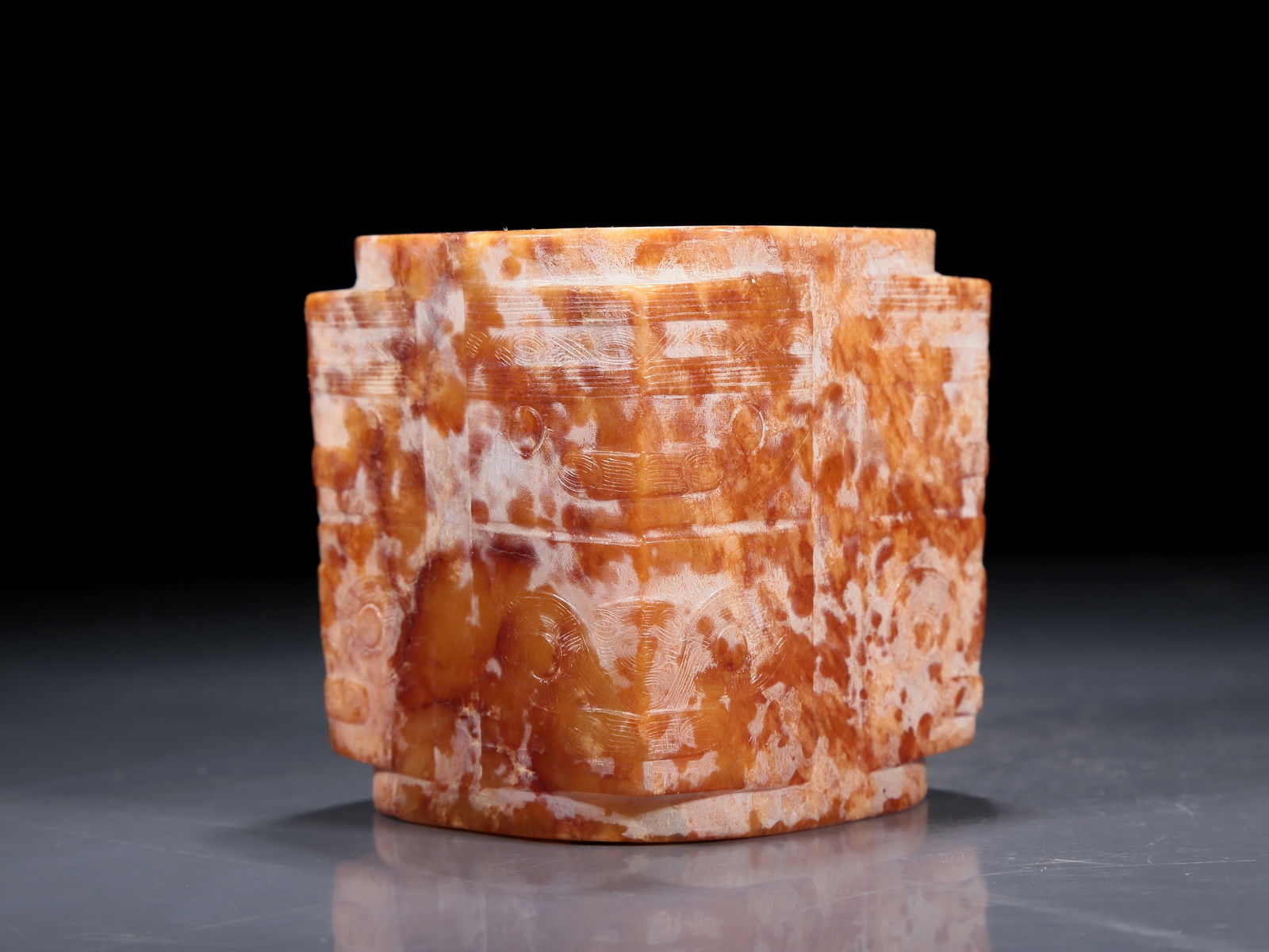 A Fine Yellow Jade 'Animal Mask' Ritual Item, Cong, From Liangzhu Culture (1 of 7)