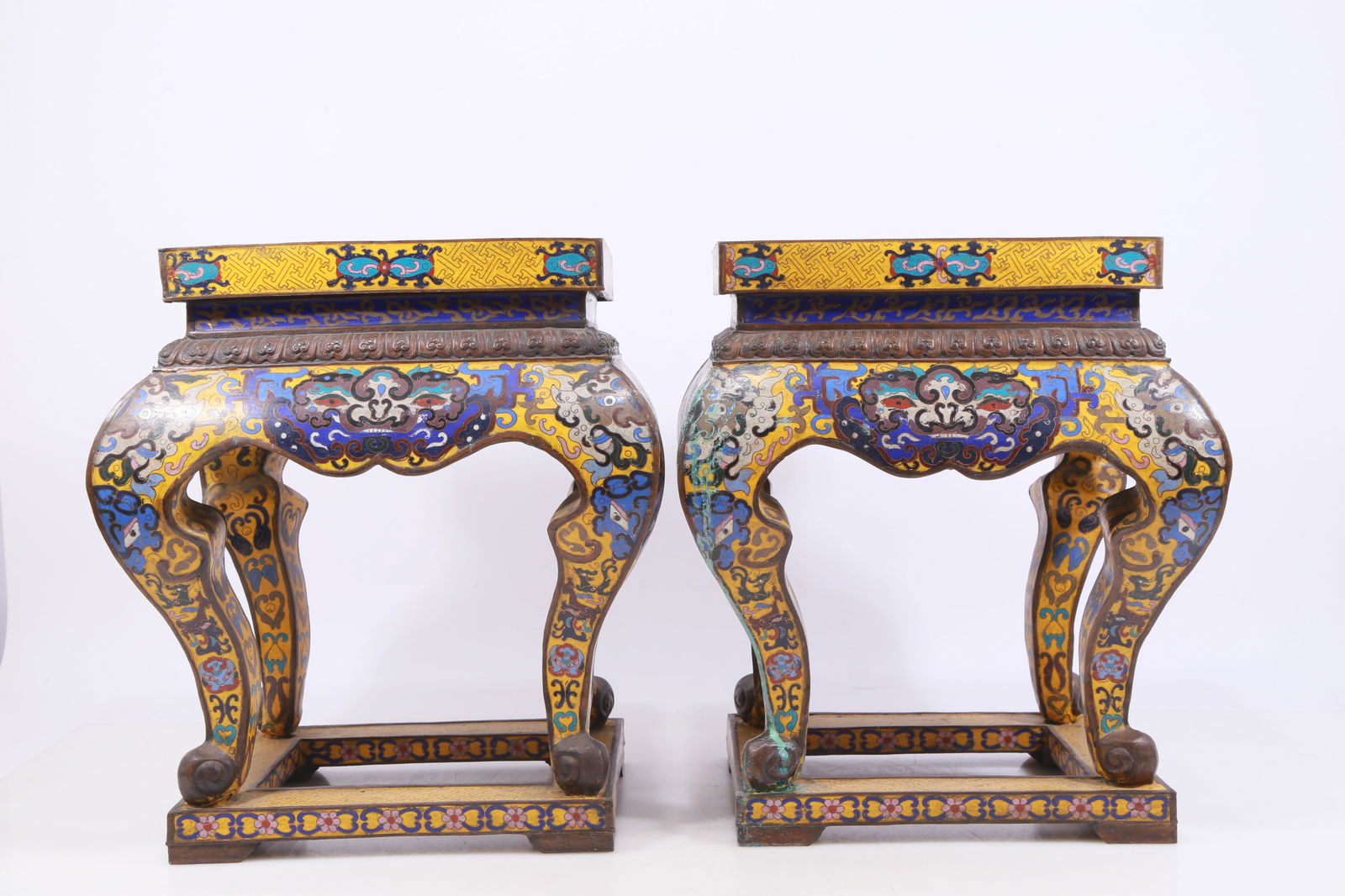 A Perfect Pair of Cloisonné Animal Face Pattern Bases (1 of 18)