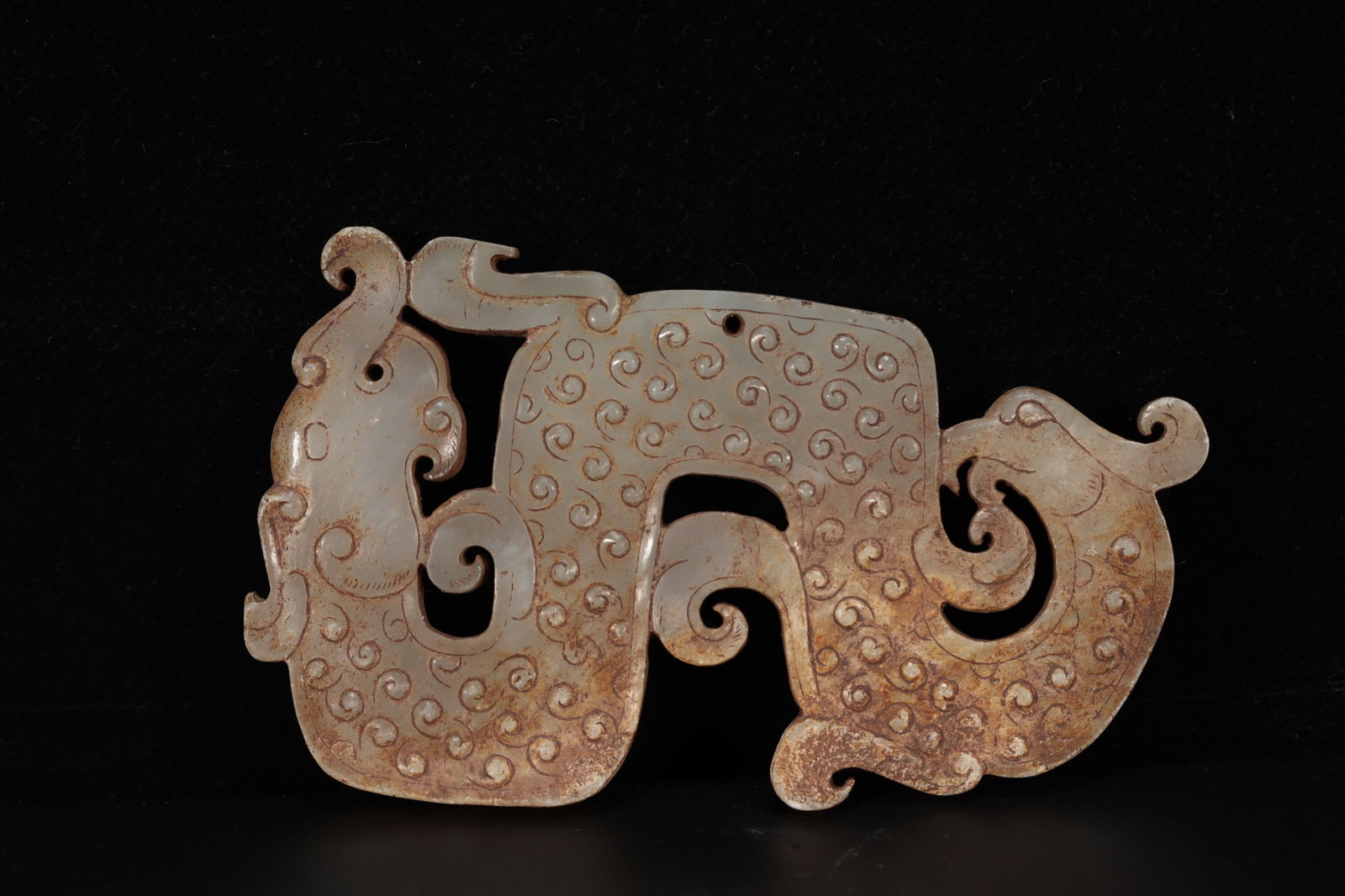 A Very Rare and Fine Jade dragon and phoenix Bi (1 of 6)