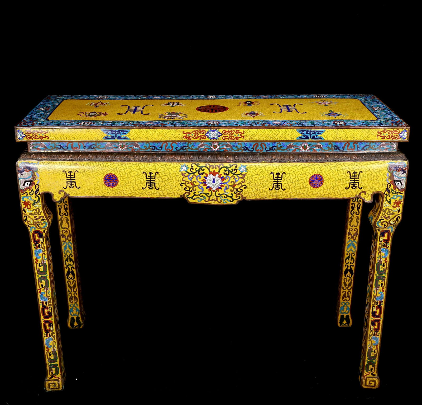 A Huge Cloisonne Lotus and Eight Treasures Pattern End Table (1 of 10)