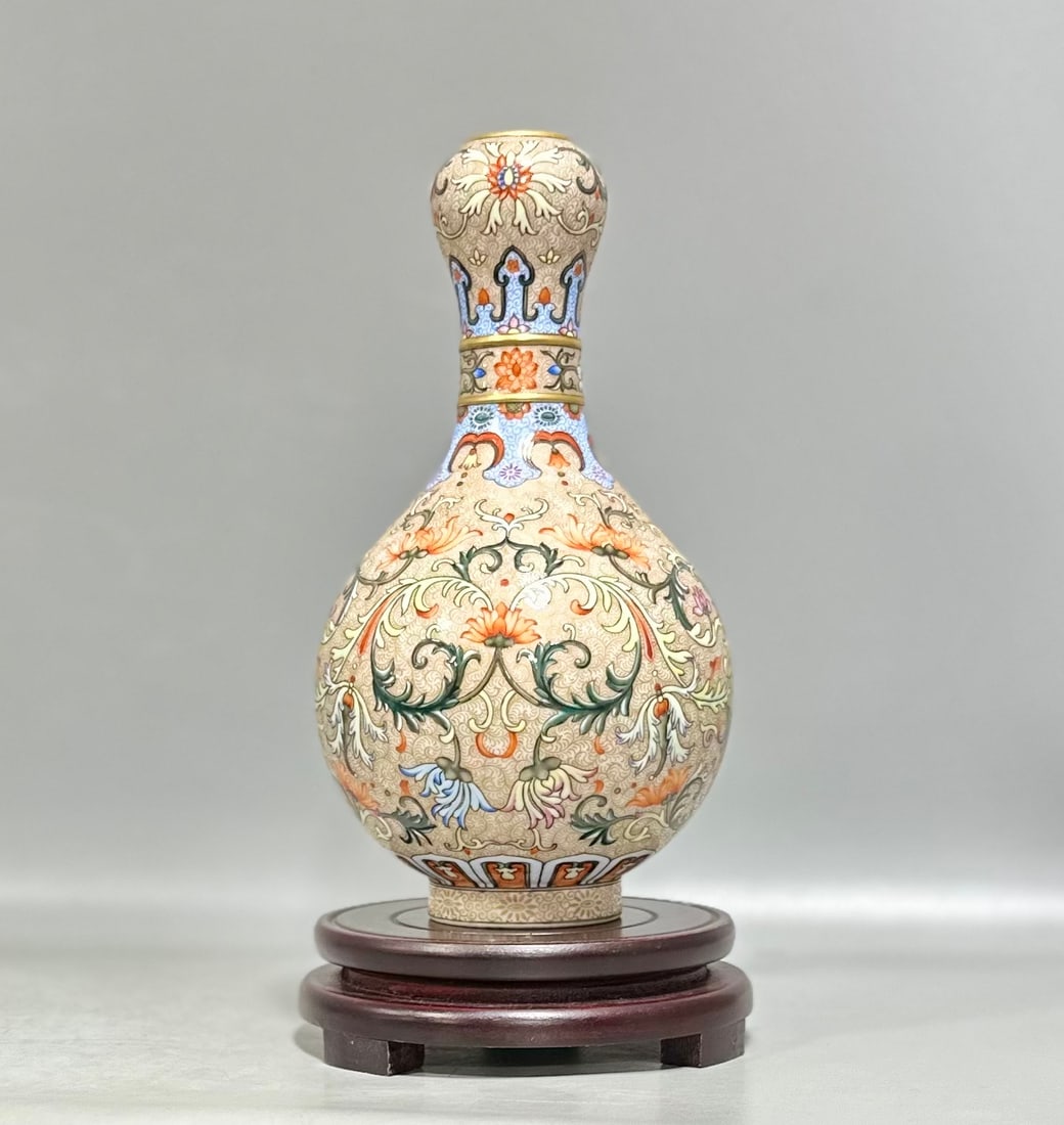 An Exquisite Enamel Painted Gold Lotus Pattern Vase (1 of 9)