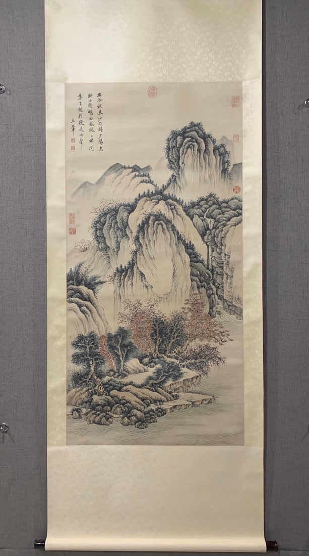 A Chinese Vertical Scroll Ink Painting of Landscape on Paper,Wang Hui: A Chinese Vertical Scroll Ink Painting of Landscape on Paper,Wang Hui,Size(Without The Frame):137cmx67cm 中国水墨山水画立轴,王翬
