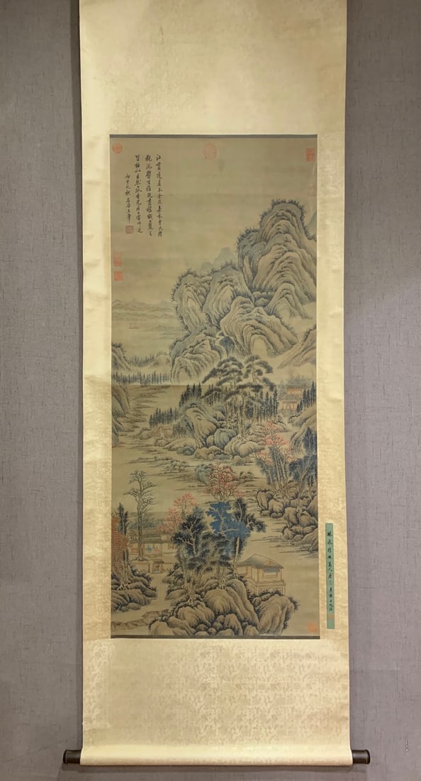 A Chinese Vertical Scroll Ink Painting of Landscape on Paper,Wang Hui : A Chinese Vertical Scroll Ink Painting of Landscape on Paper,Wang Hui ,Size(Without The Frame):136cmx57cm 中国水墨山水画立轴,王翬