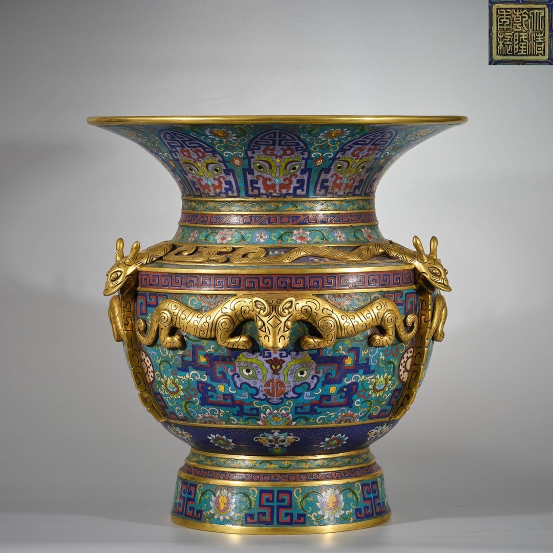 A Rare Cloisonne Beast-Face Pattern Vase (1 of 9)