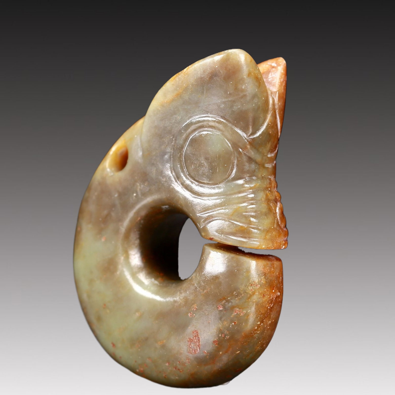 An Archaic Jade 'Boar& Dragon' Decoration From Hong Shan Culture (1 of 4)