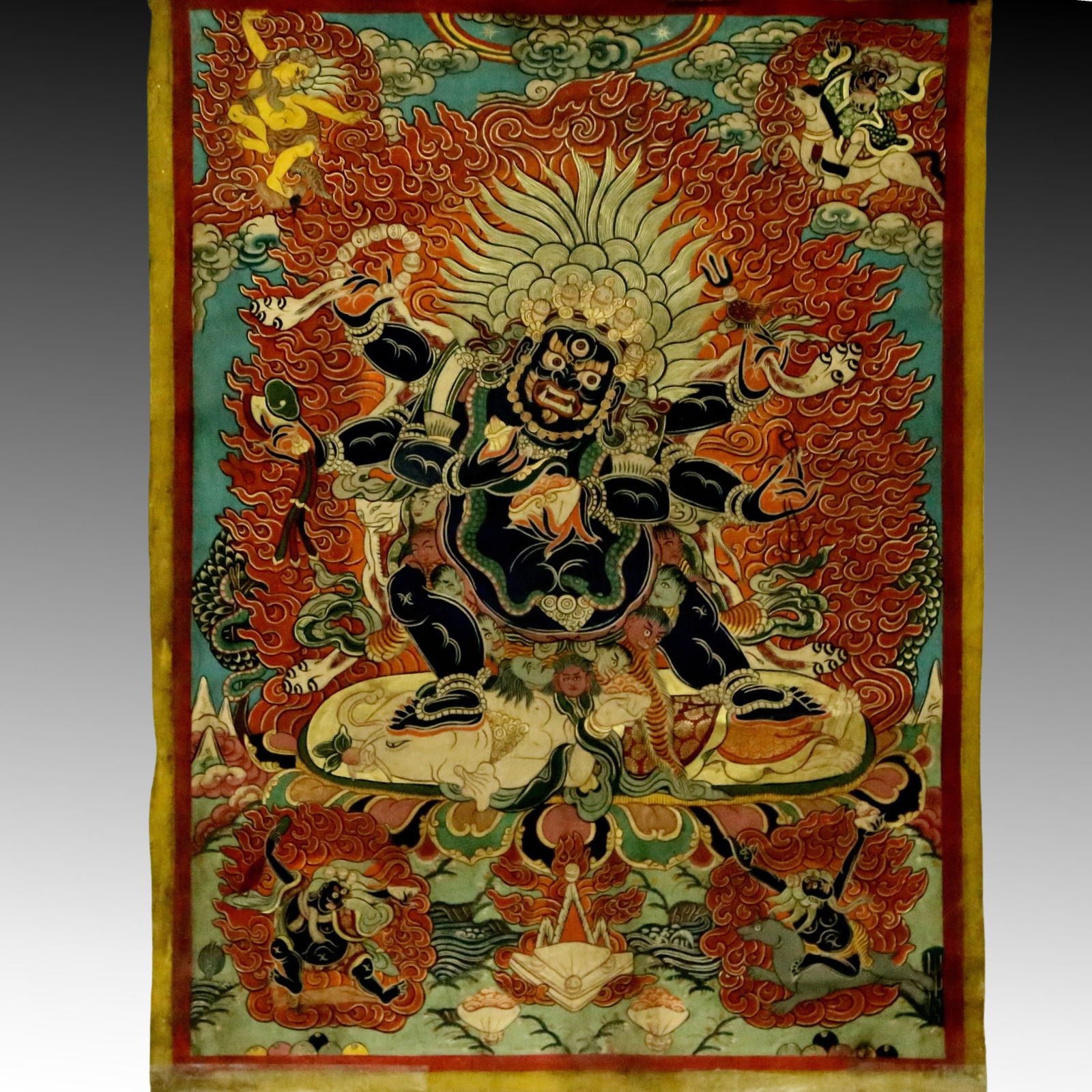 An Exquisite Brocade Painted Color Statue of Vajra Tangka (1 of 6)
