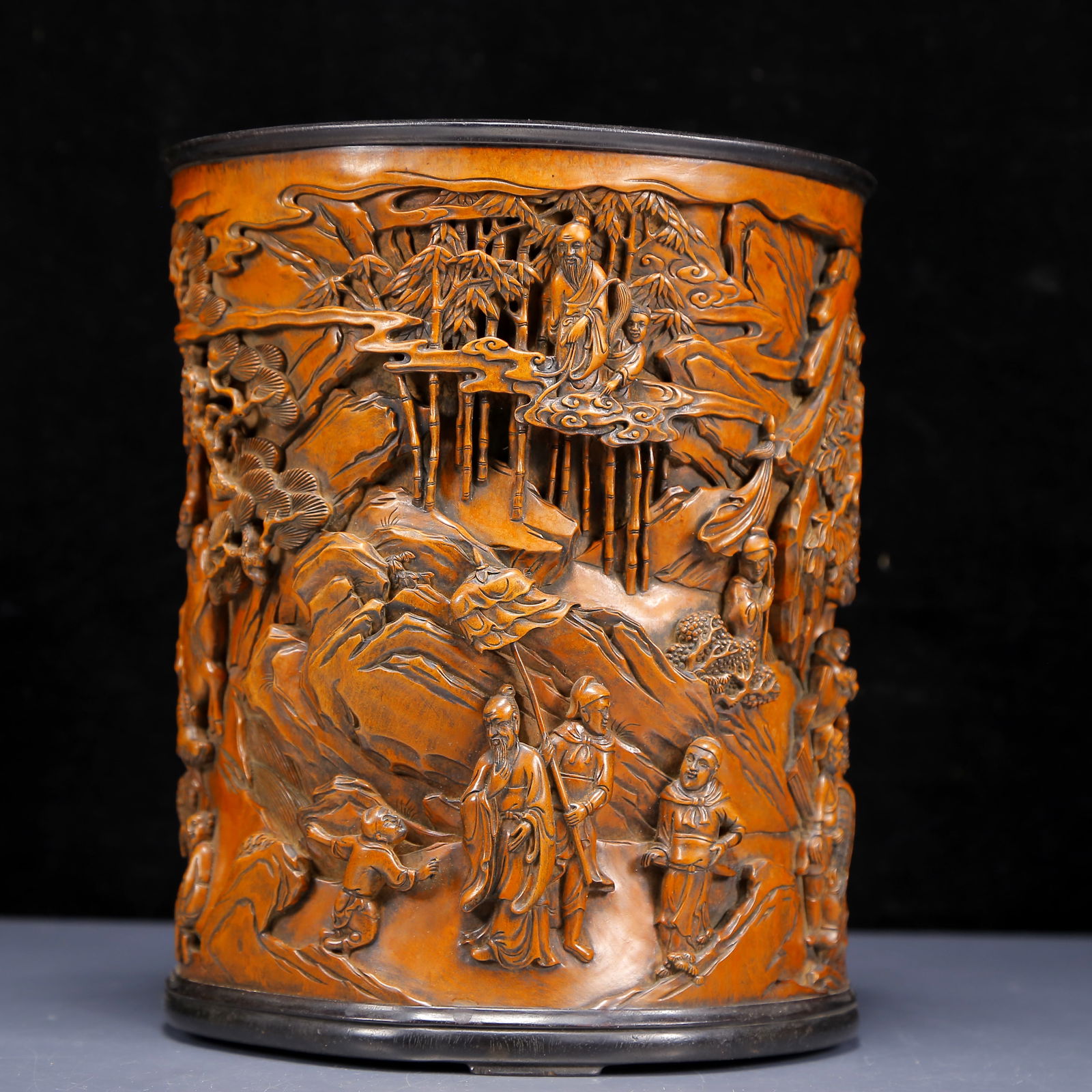An Exquisite Boxwood Character and Story Pattern Brush Pot (1 of 11)