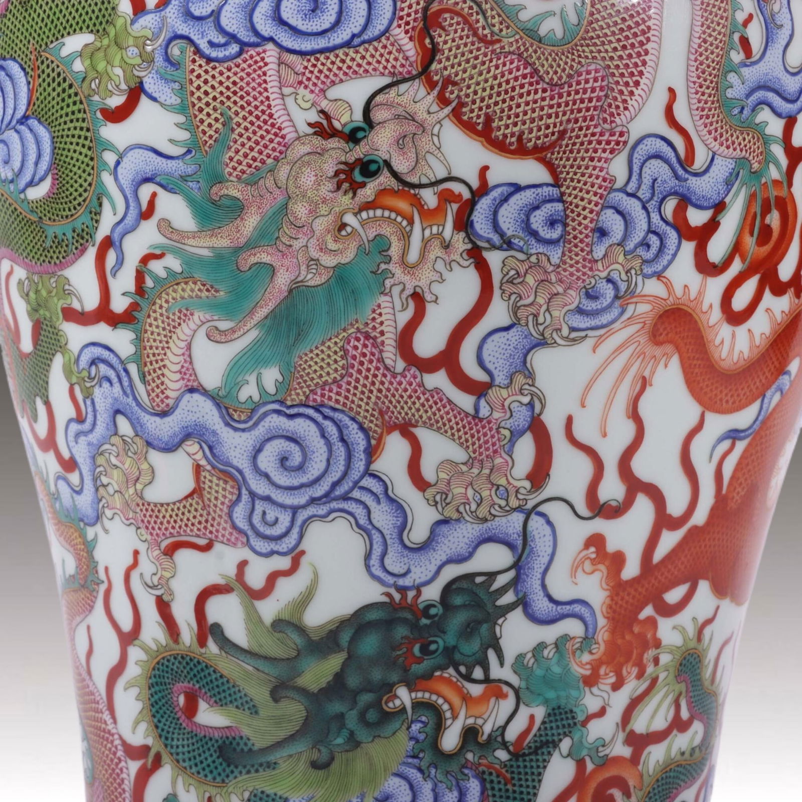 A Rare Iron-Red Carved Painted Gold Flower Pattern Vase (1 of 8)