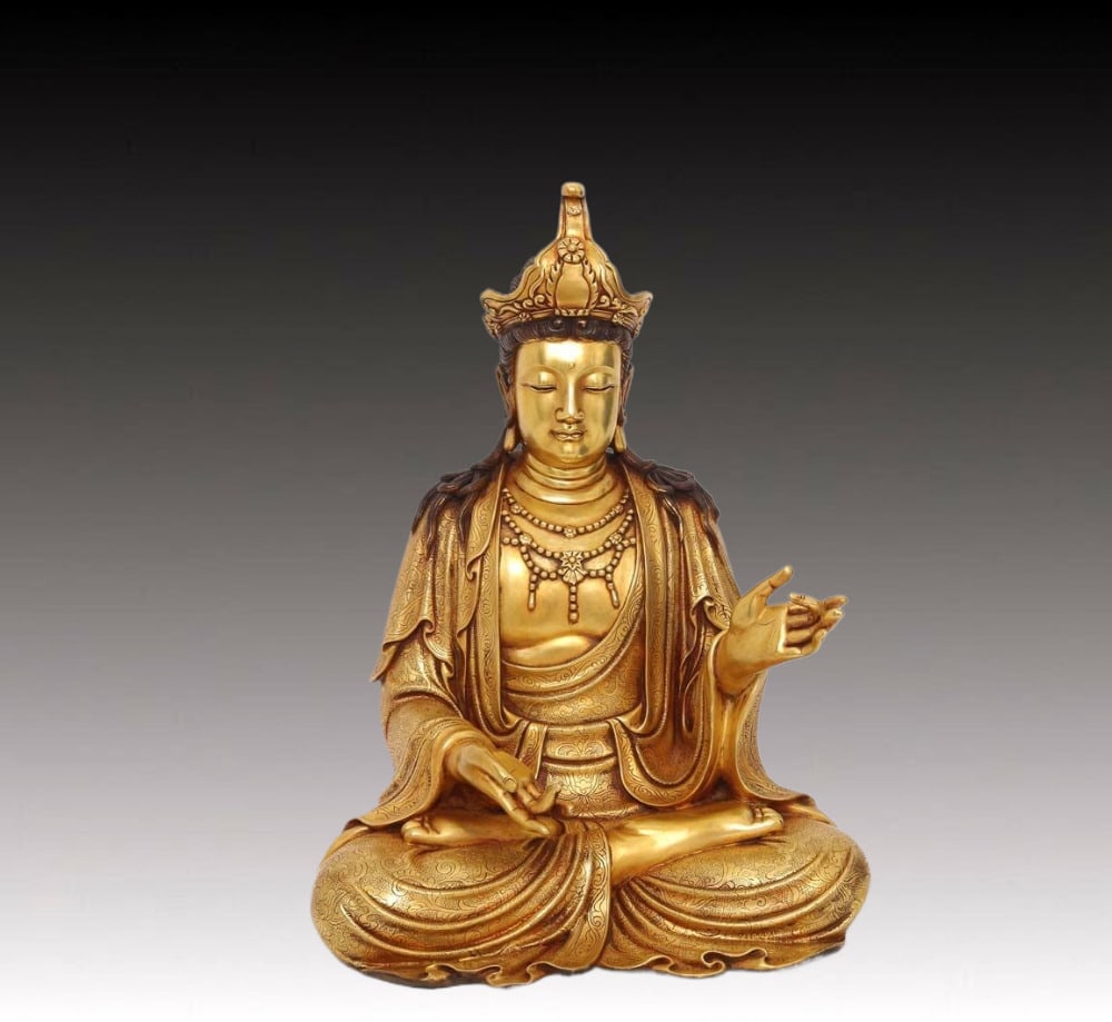 A Solemn Gilt Bronze Statue of Bodhisattva (1 of 8)