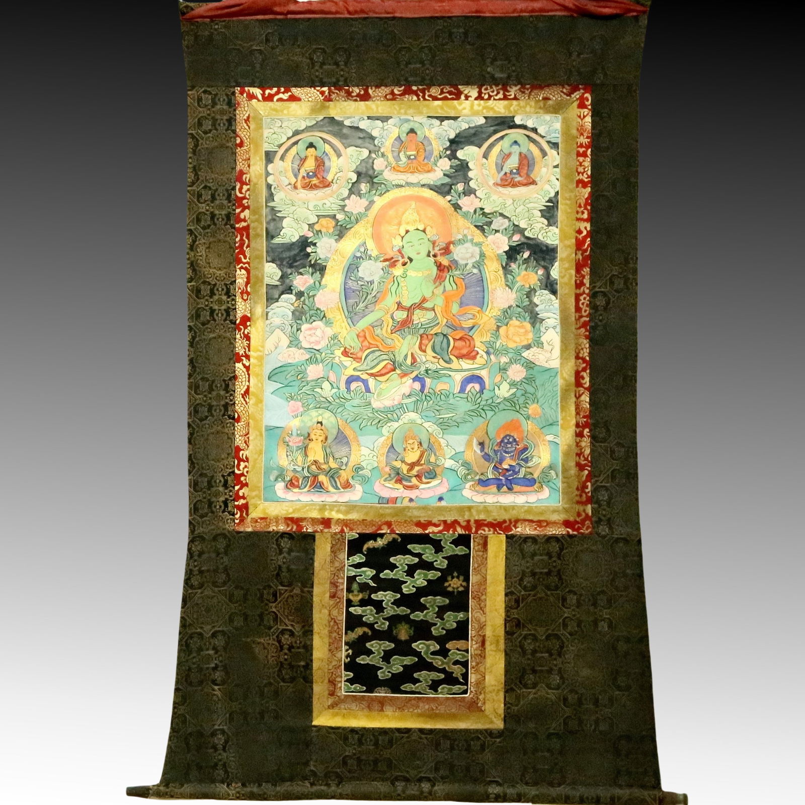 An Exquisite Brocade Painted Color Green Tara Tangka (1 of 10)