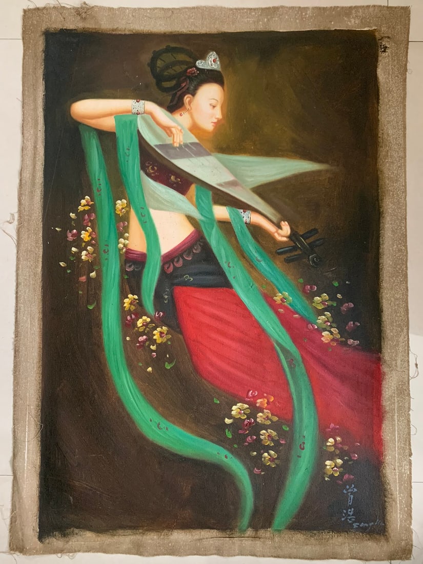 A Chinese Figure Oil Painting,Zeng Hao: A Chinese Figure Oil Painting,Zeng Hao,Size:100cmx70cm,(Without frame)90cmx60cm 一幅中国人物油画,曾浩