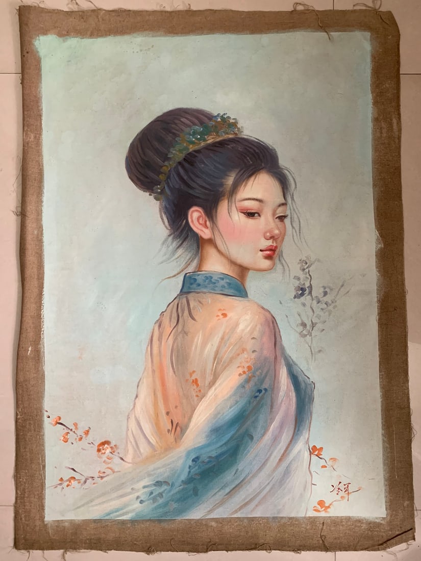 A Chinese Figure Oil Painting,Leng Jun: A Chinese Figure Oil Painting,Leng Jun,Size:100cmx70cm,(Without frame)90cmx60cm 一幅中国人物油画,冷军