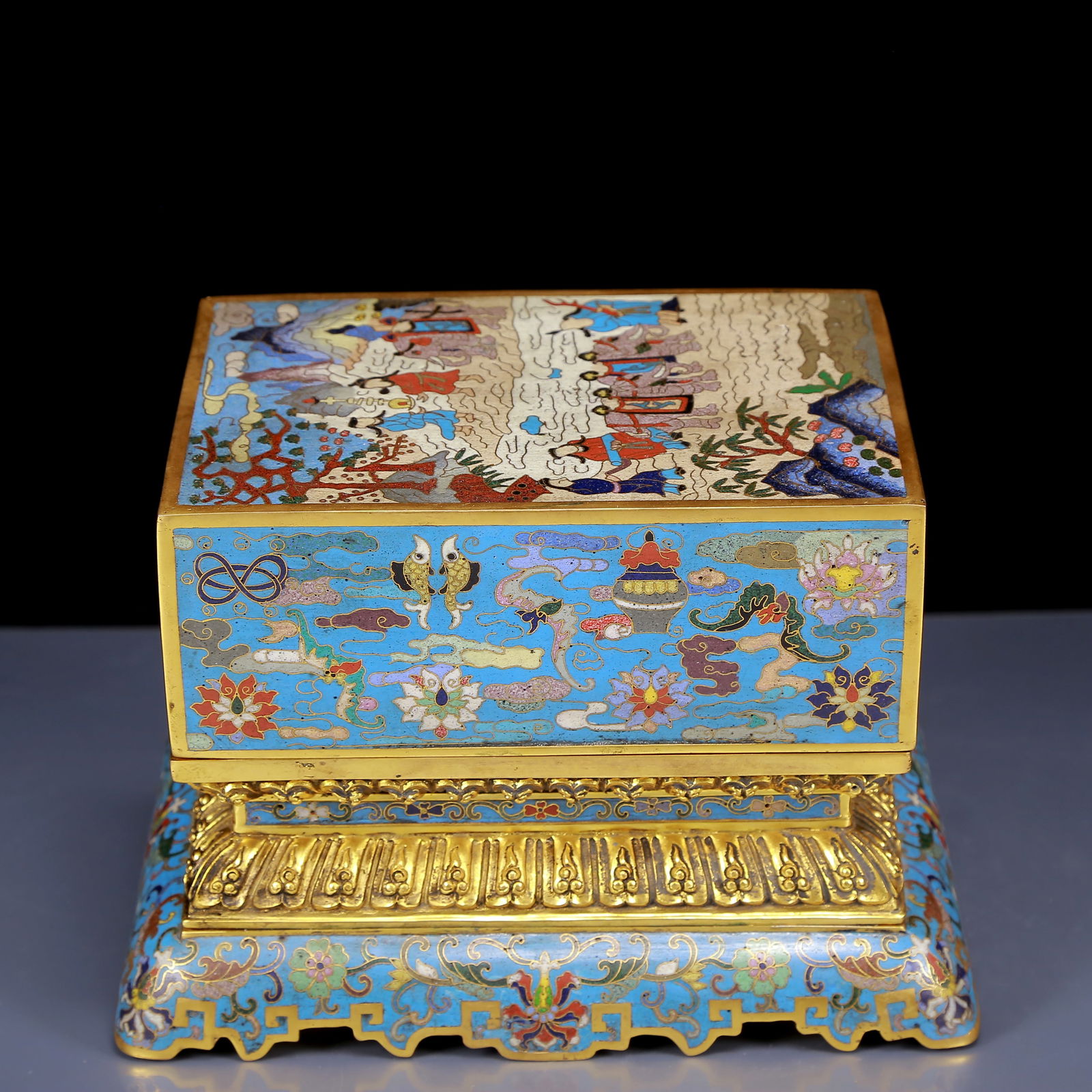 An Exquisite Cloisonne Eight Treasures and Figure Pattern Box (1 of 8)