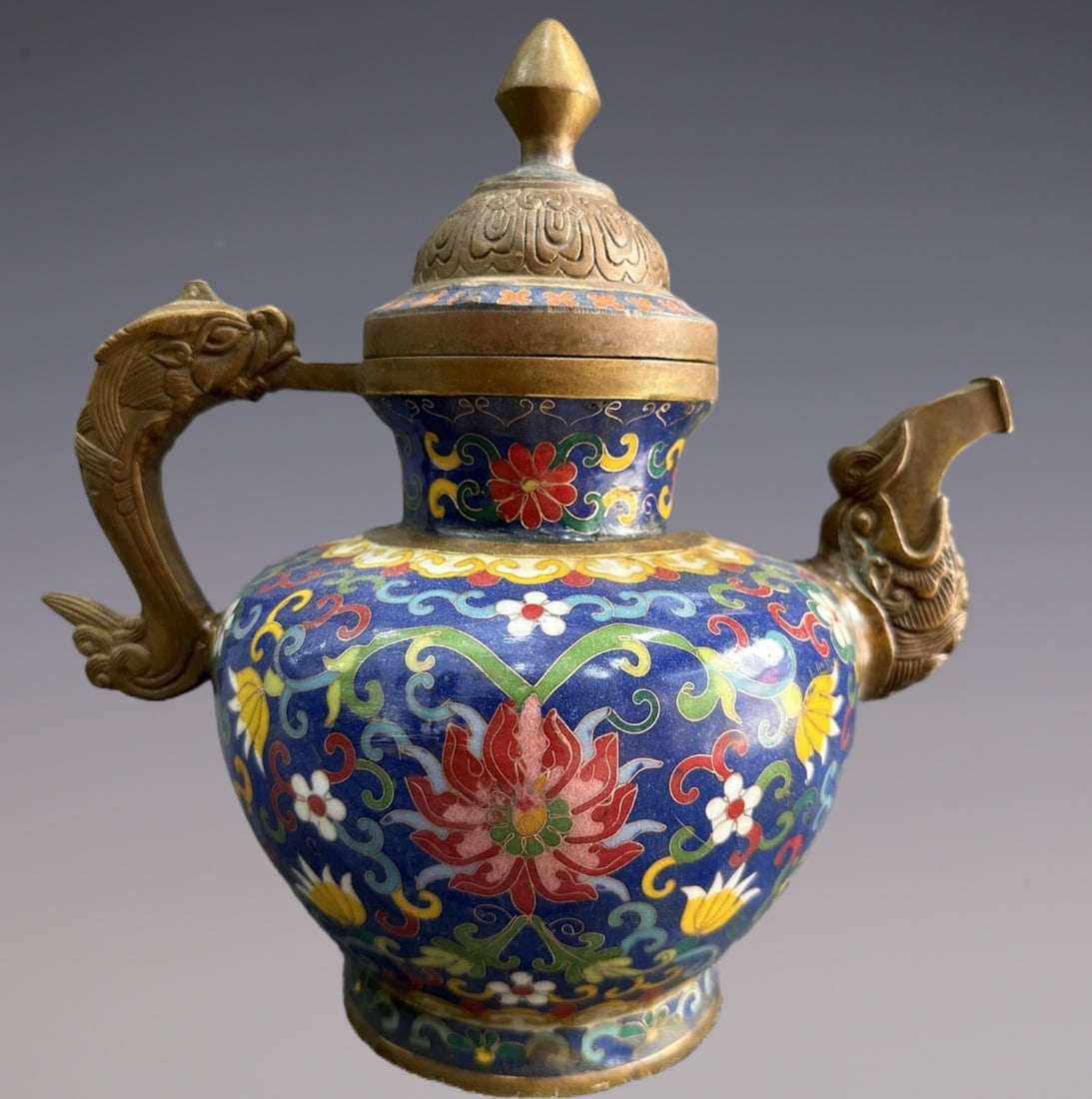 A Exquisite Cloisonne Lotus Pattern Ewer  (1 of 6)