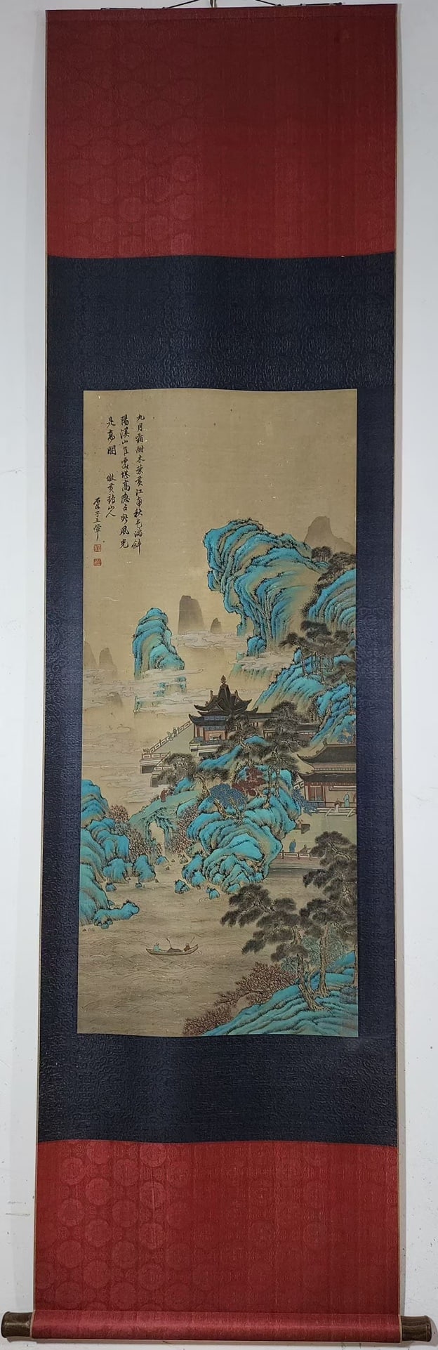 A Chinese Vertical Scroll Ink Painting of Landscape on Silk,Wang Hui: A Chinese Vertical Scroll Ink Painting of Landscape on Silk,Wang Hui,Size(painting core):100.5cmx43.5cm 一幅中国水墨绢本山水画立