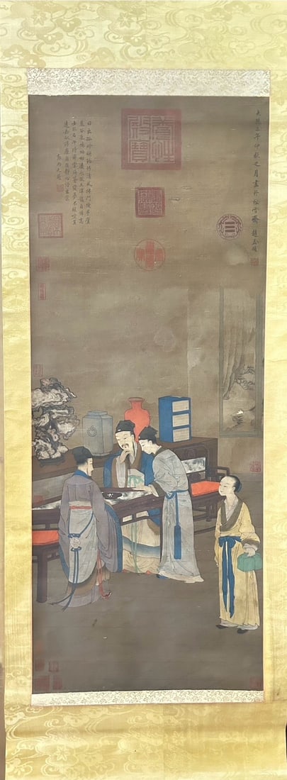 A Chinese Vertical Scroll Ink Painting of Figure on Paper,Zhao Mengfu: A Chinese Vertical Scroll Ink Painting of Figure on Paper,Zhao Mengfu,Size:129cmx50cm 一幅中国水墨人物画立轴,赵孟頫