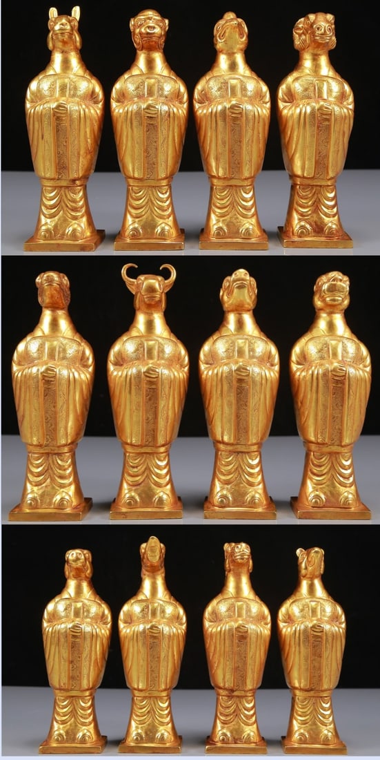 A Set of Fine Gilt Bronze The twelve Chinese zodiac signs Ornaments (1 of 12)