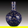 A Huge Ji Blue Glazed Famille-Rose Painted Gold Flower Pattern Vase