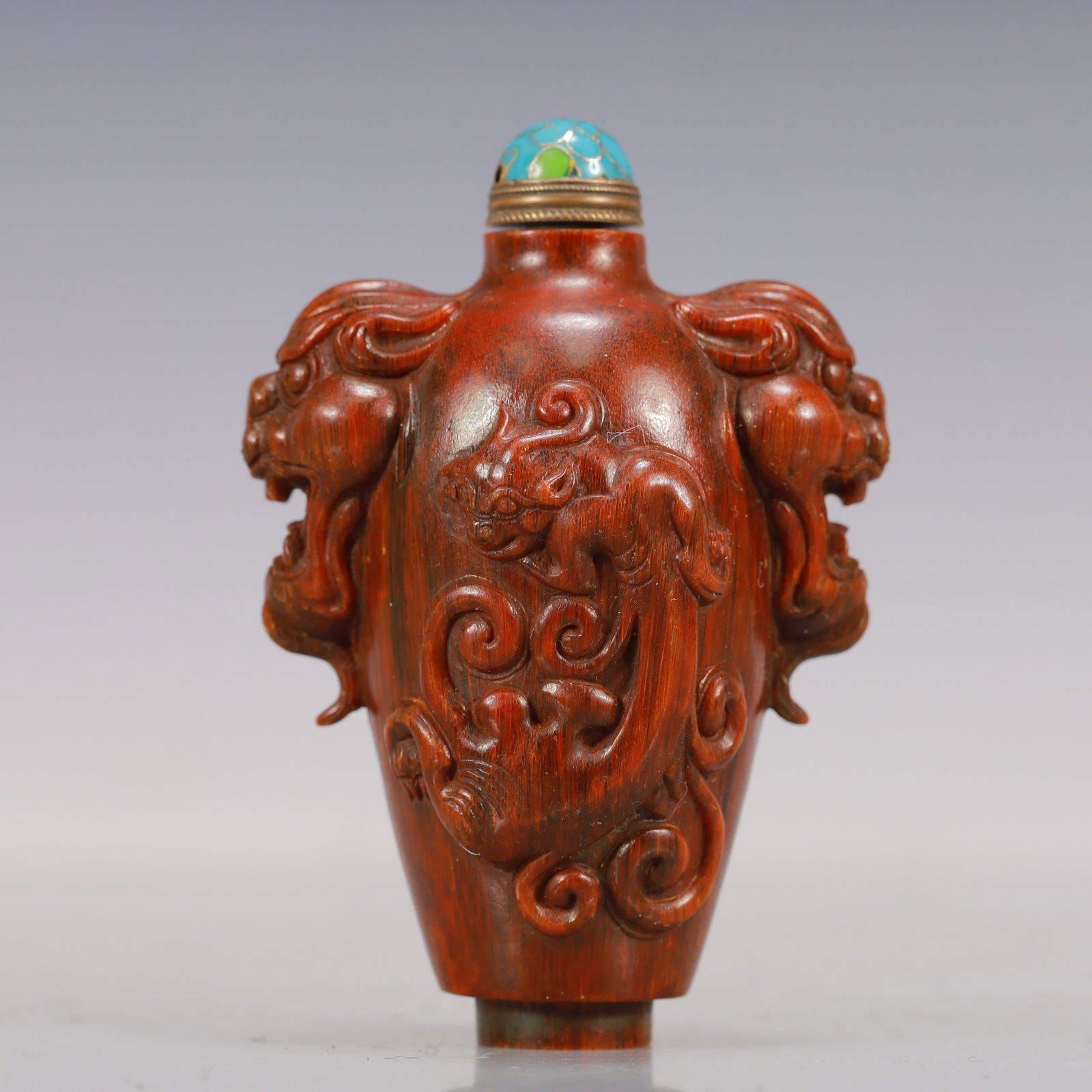 A Exquisite Rhino horn Dragon and Phoenix Pattern Snuff Bottle  (1 of 9)